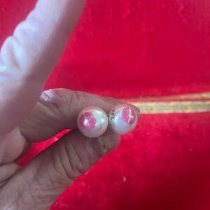 Betsey Johnson Pearl Earrings with Pink Details